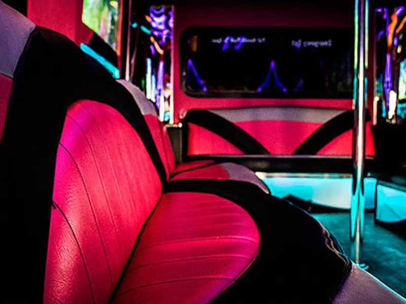 Pink party bus interior
