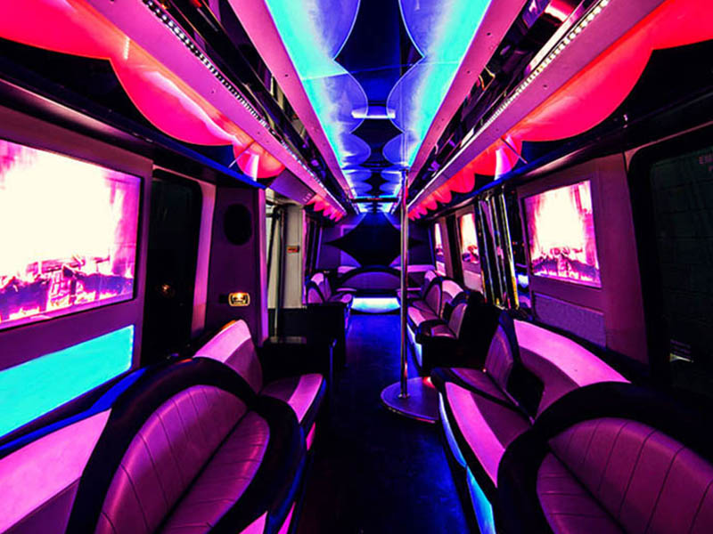 Neon lights in a bus